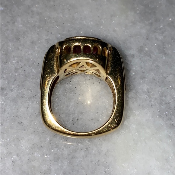 Rubelite Euro Shank Solid 18 Kt Yellow Gold Ring - Picture 5 of 13